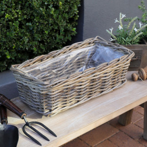 Large Amalfi Rectangle Rattan Planter Basket, woven storage basket