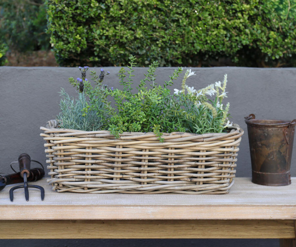 Large Amalfi Rectangle Rattan Planter Basket
