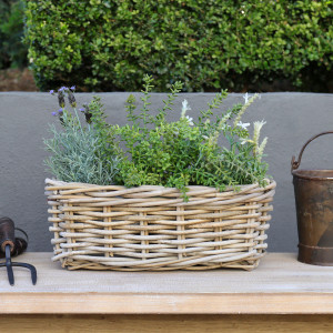 Small Amalfi Rectangle Rattan Planter Basket