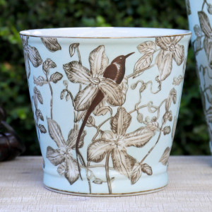 Small Juliet Clematis Blue Plant Pot, decorative planter or flower display