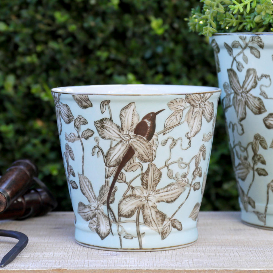 Small Juliet Clematis Blue Plant Pot, designed as a decorative container for a favourite plant