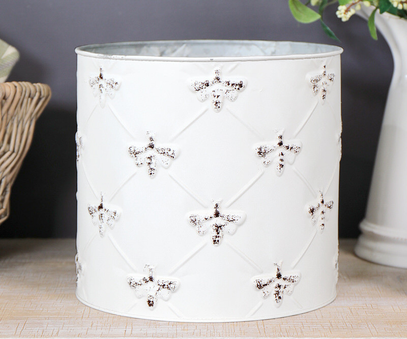 Round Abigail White Bee Planter - Large