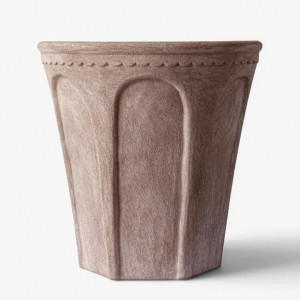 Front view of the tall tapered Varenna plant pot with raised arch detailing