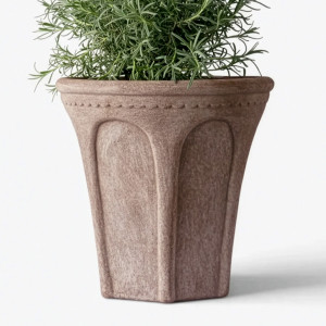 Front view of medium tapered Varenna plant pot with raised arch detailing