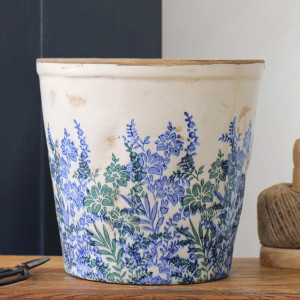 Large Sevenoaks Blue Floral Planter, decorative planter or flower display