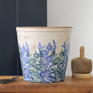 Large Sevenoaks Blue Floral Planter, designed as a decorative container for a favourite plant
