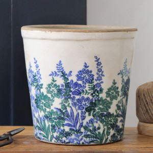 Medium Sevenoaks Blue Floral Planter, decorative planter or flower display