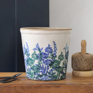 Medium Sevenoaks Blue Floral Planter, a decorative container for displaying plants