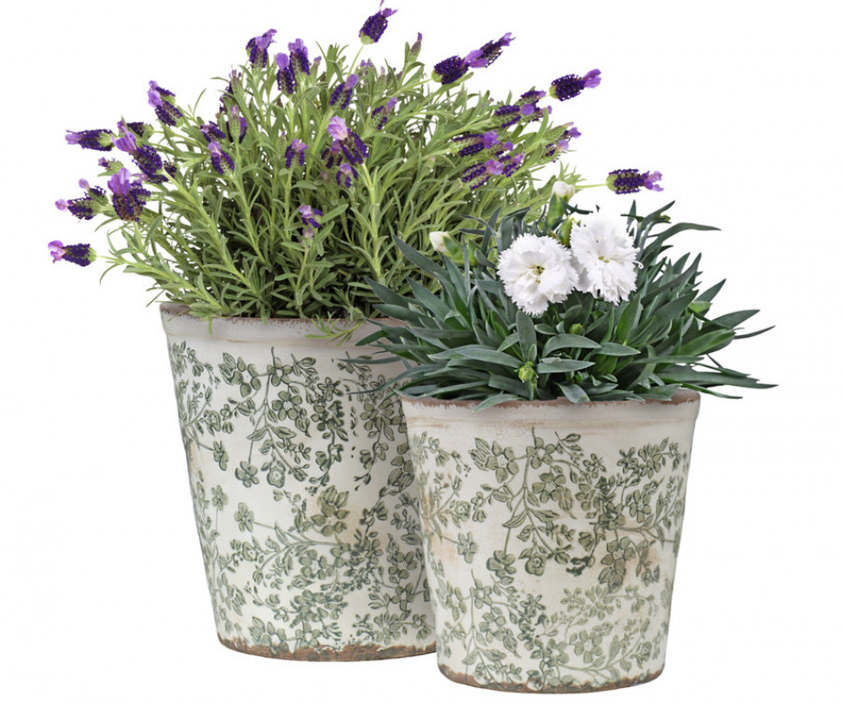 Medium Hayward Green Floral Planter