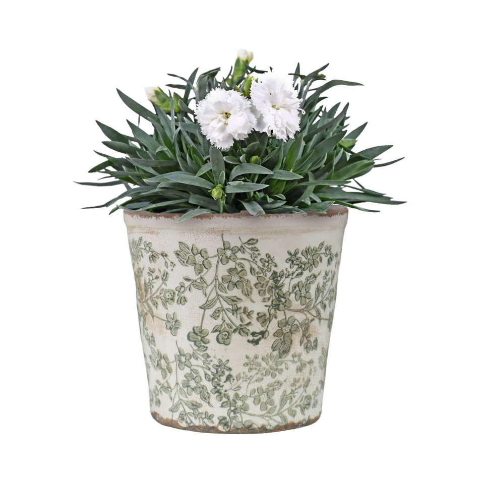 Medium Hayward Green Floral Planter, a decorative container for displaying plants