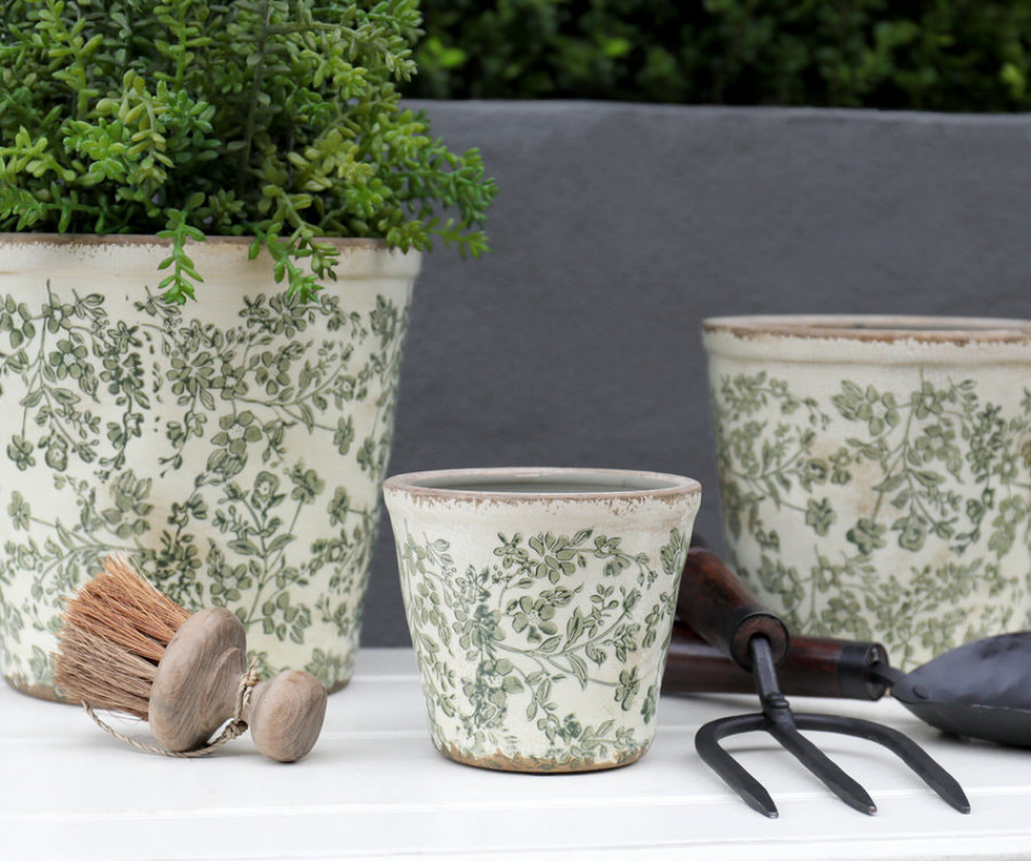 Small Hayward Green Floral Planter