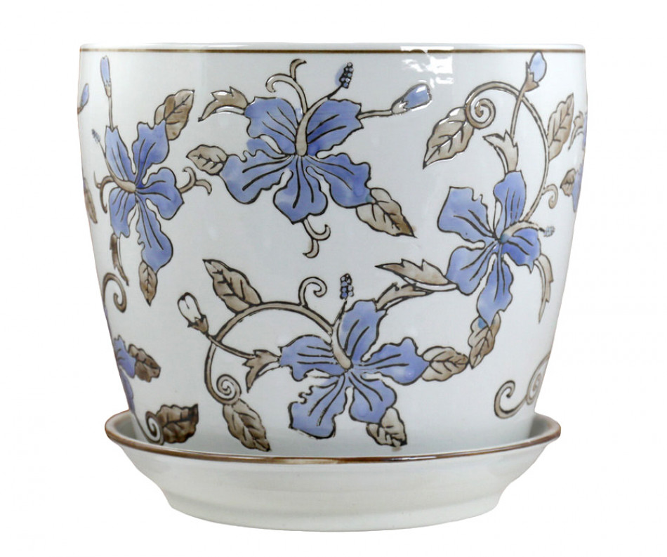 Large Blue Hibiscus Plant Pot