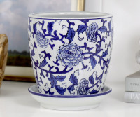 Small Clareville Indigo Roses Plant Pot S/4