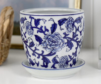 Extra Small Clareville Indigo Roses Plant Pot S/4