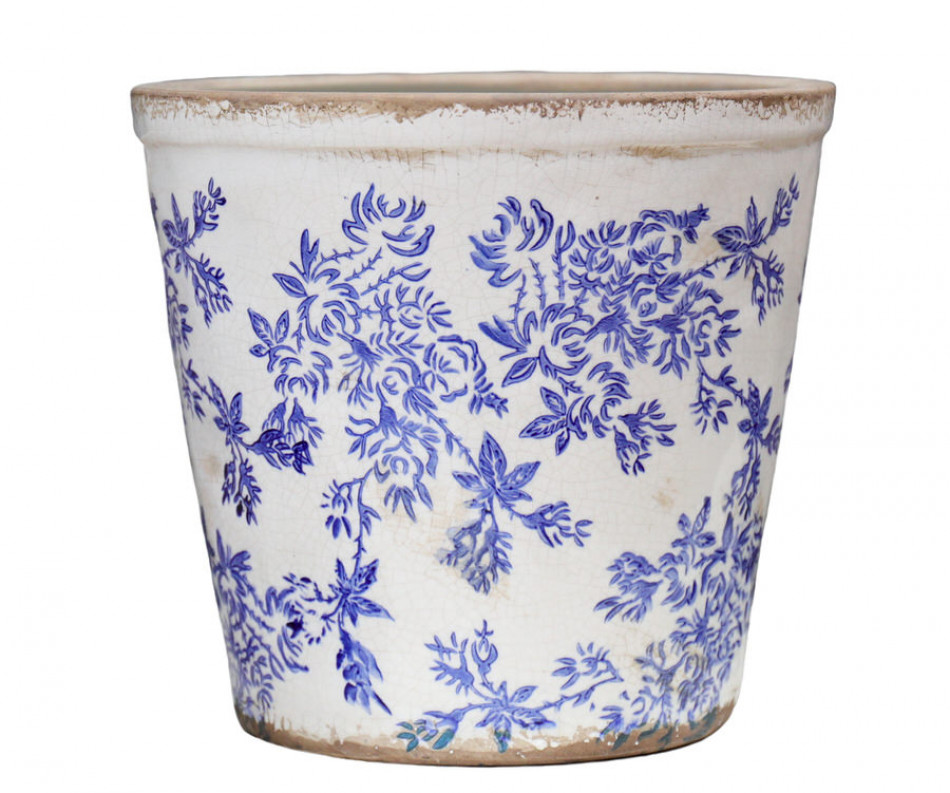Large Arden Blue Floral Planter