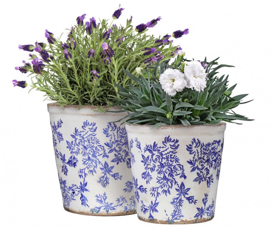 Large Arden Blue Floral Planter
