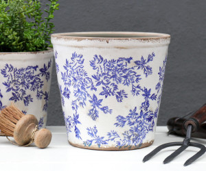 Large Arden Blue Floral Planter