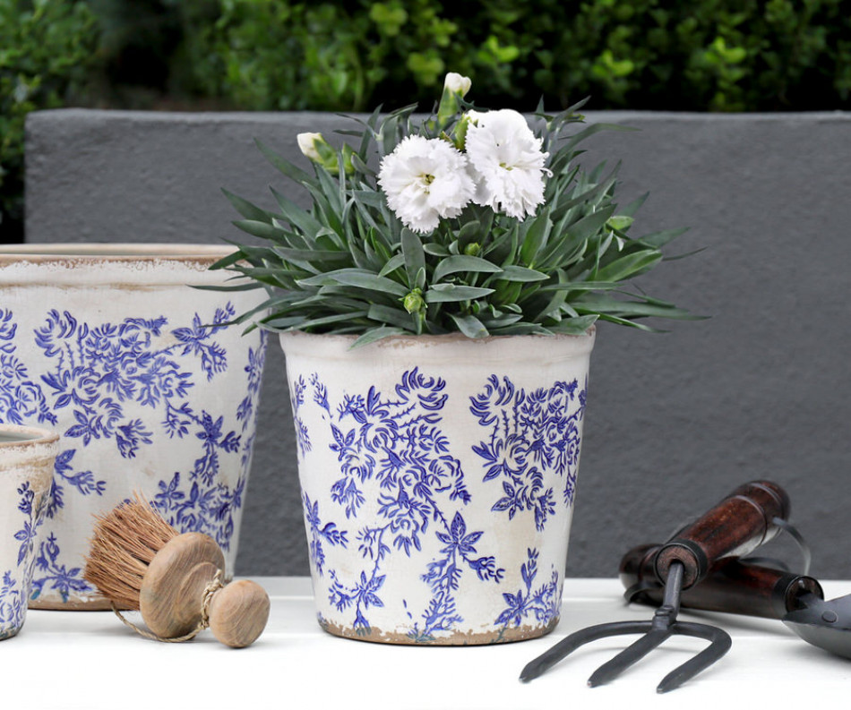 Medium Arden Blue Floral Planter