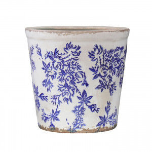 Medium Arden Blue Floral Planter, a plant display piece suited to adding greenery to a styled space