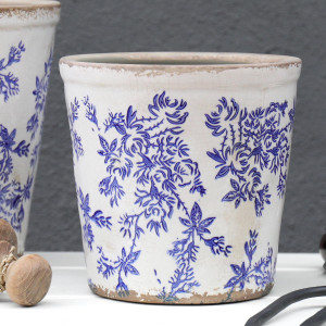Medium Arden Blue Floral Planter, decorative planter or flower display
