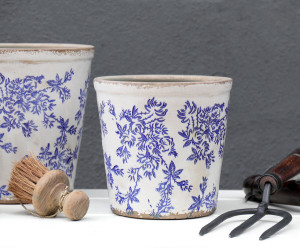 Medium Arden Blue Floral Planter