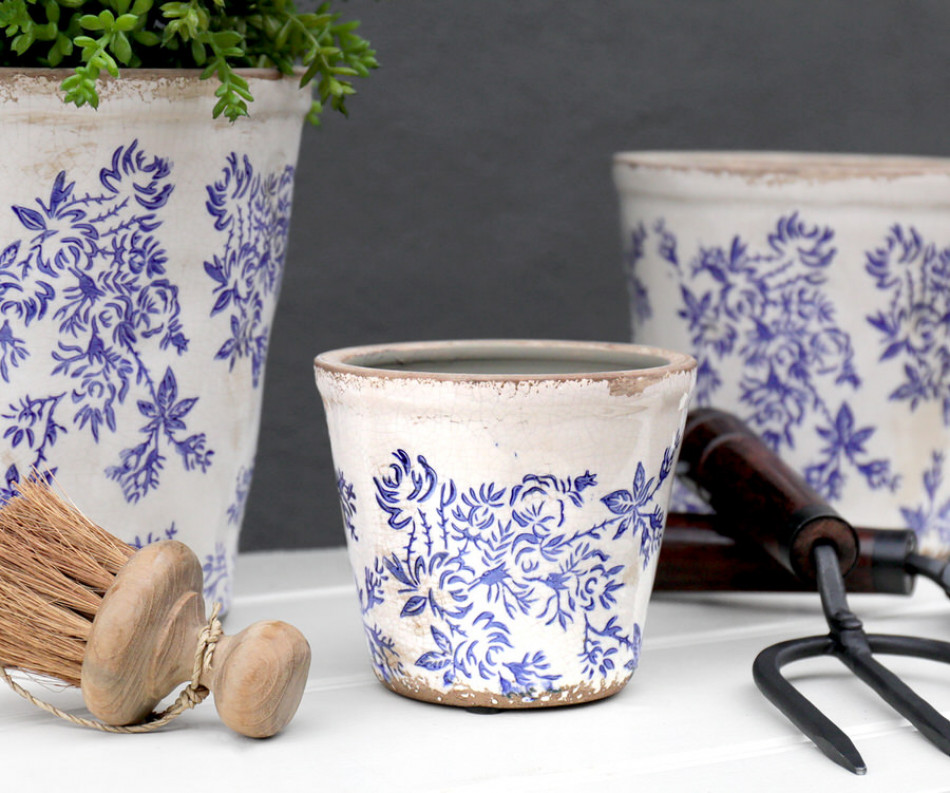 Small Arden Blue Floral Planter
