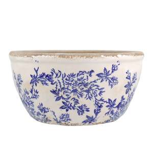 Large Arden Blue Floral Shallow Planter