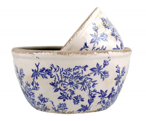 Small Arden Blue Floral Shallow Planter
