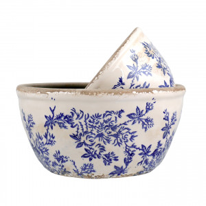 Small Arden Blue Floral Shallow Planter, a plant display piece suited to adding greenery to a styled space