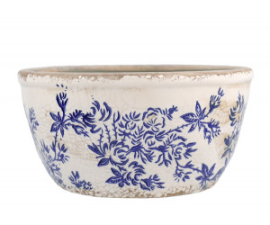 Small Arden Blue Floral Shallow Planter