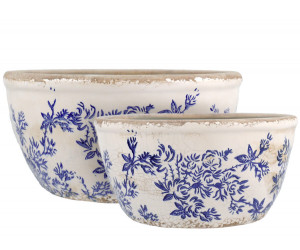 Small Arden Blue Floral Shallow Planter