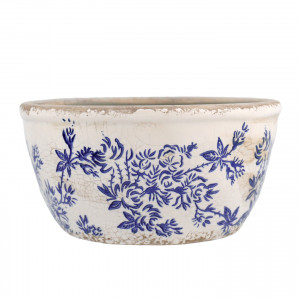 Small Arden Blue Floral Shallow Planter, a decorative container for displaying plants