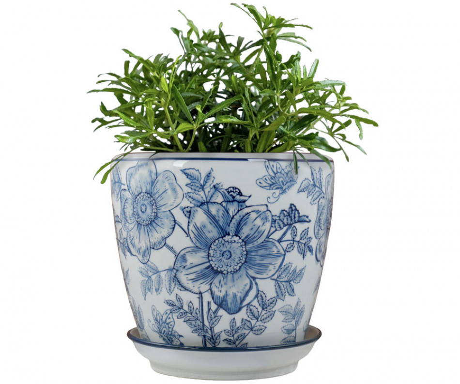 Medium Blue Clematis Planter Pot