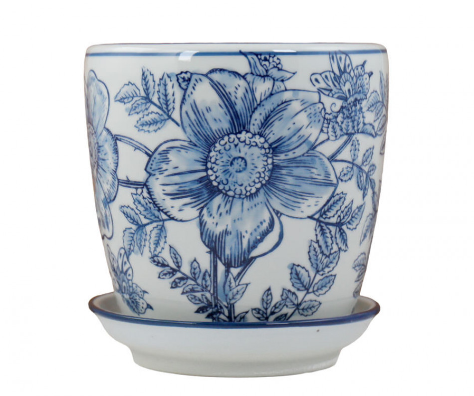 Small Blue Clematis Planter Pot