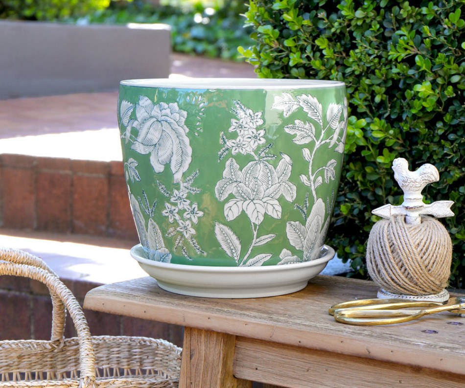 Large Florence Green Planter Pot