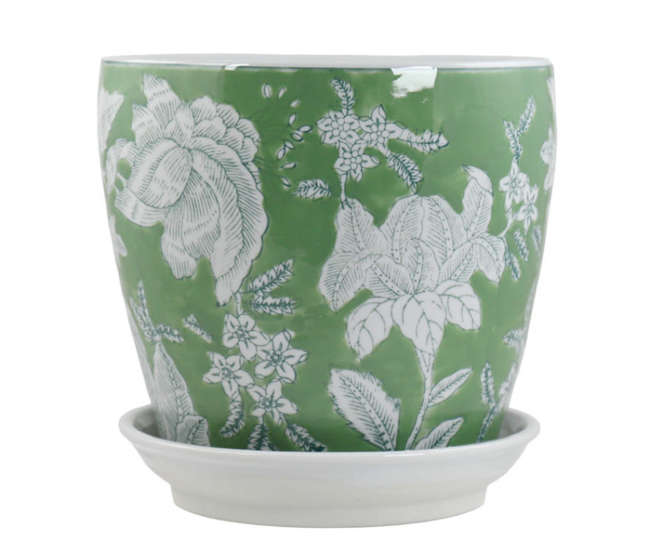 Medium Florence Green Planter Pot