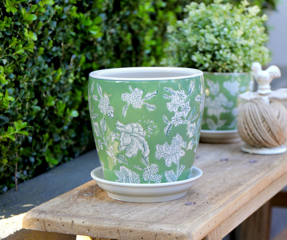 Small Florence Green Planter Pot