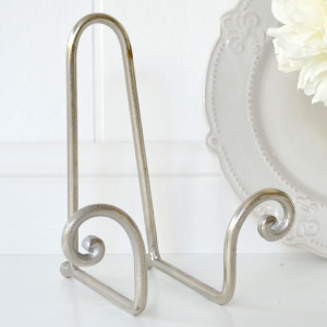 Silver Scroll Plate Stand / Recipe Book Stand / Cookbook Holder While You Cook, indoor accent seating