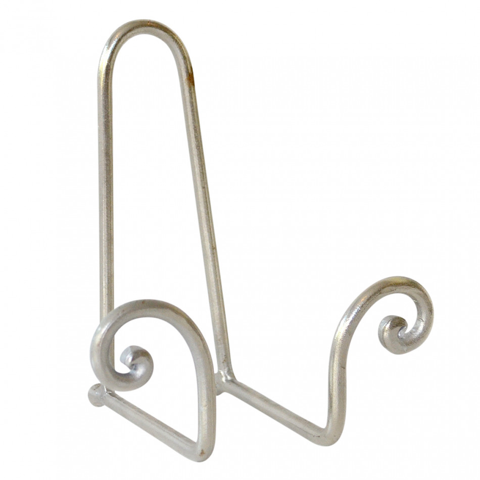 Silver Scroll Plate Stand / Recipe Book Stand / Cookbook Holder While You Cook, a tabletop piece for serving or decorative display