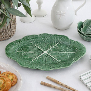 Savoy Cabbage Leaf Oval Platter, designed for practical dining use with an ornamental presentation