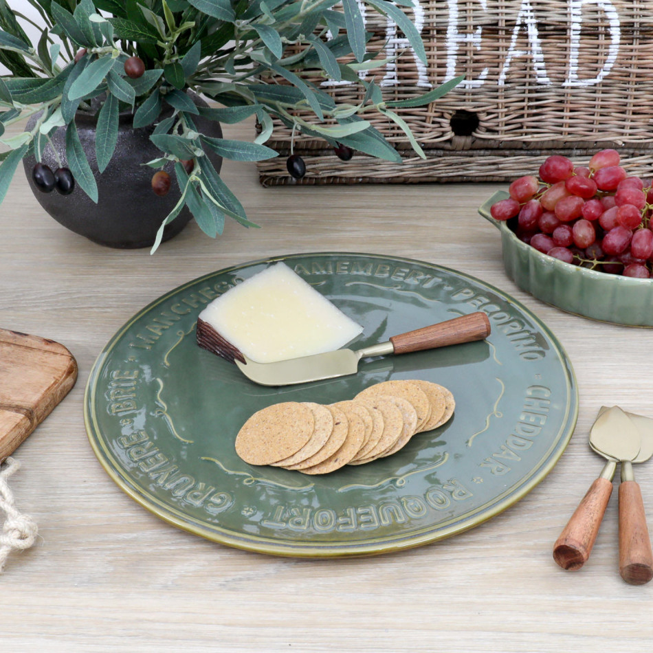 Bordeaux Cheese Platter - Olive Green, a tabletop piece suited to serving food or creating a decorative display
