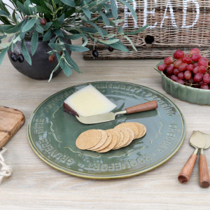 Bordeaux Cheese Platter - Olive Green, a tabletop piece suited to serving food or creating a decorative display
