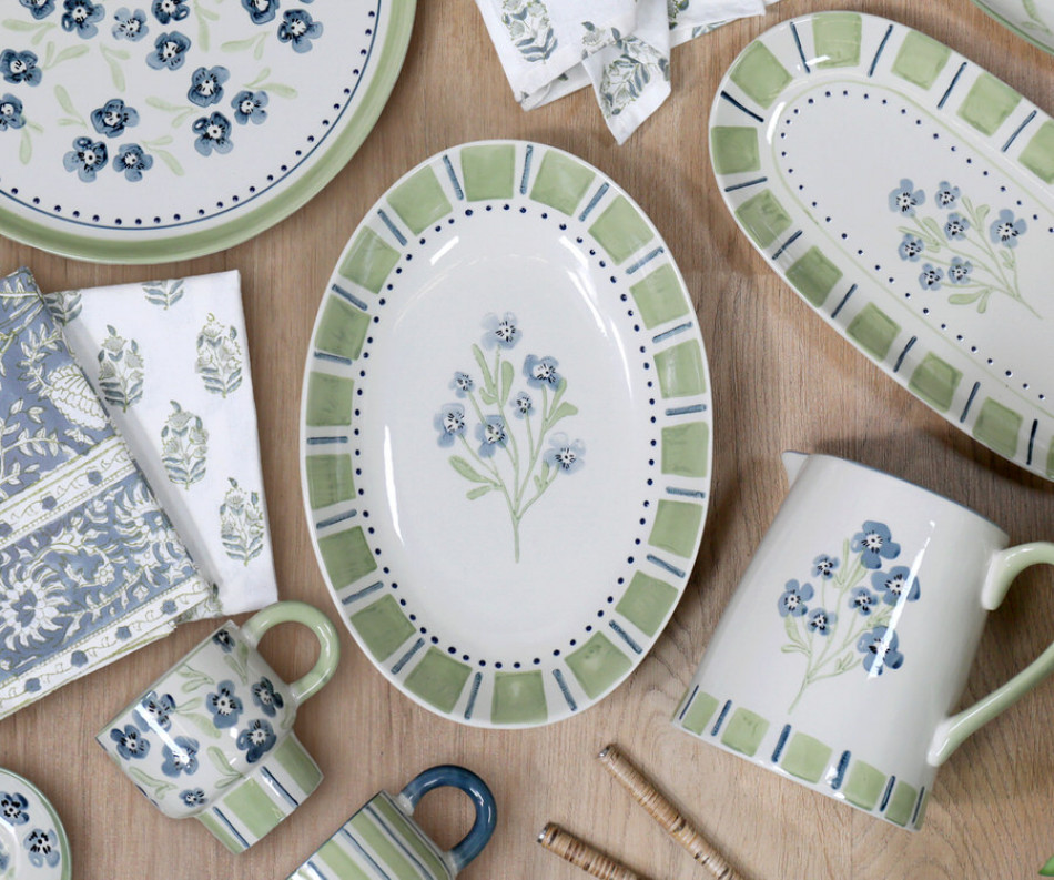 Oval Isobel Blue Floral Serving Dish