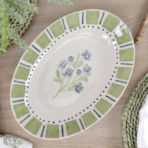 Oval Isobel Blue Floral Serving Dish, decorative tableware