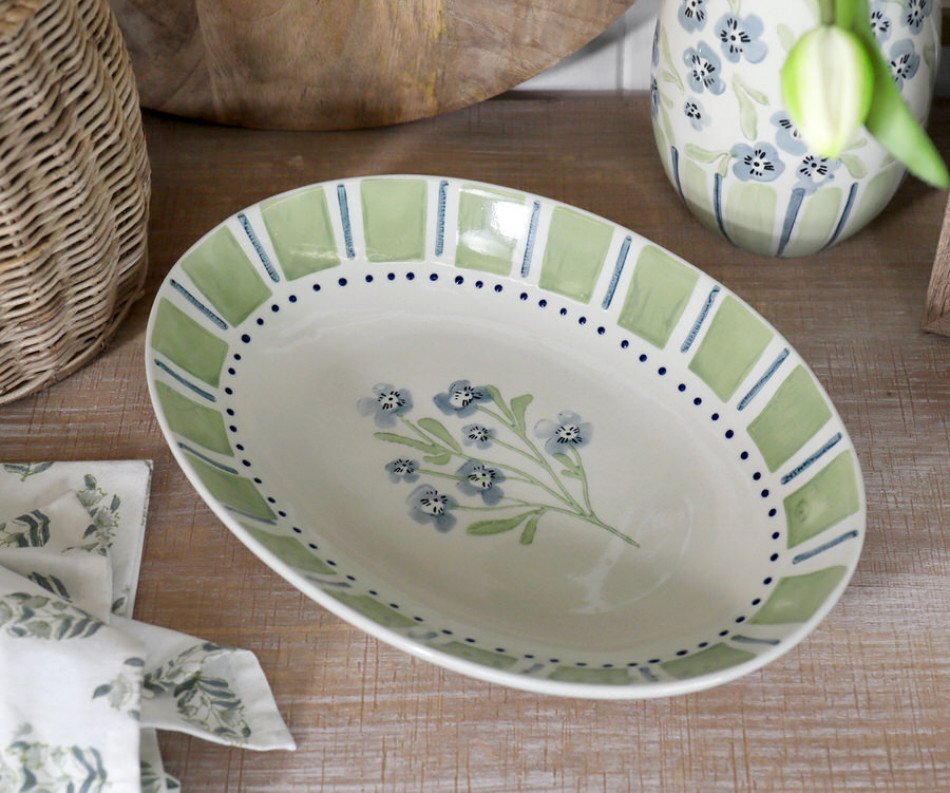 Oval Isobel Blue Floral Serving Dish