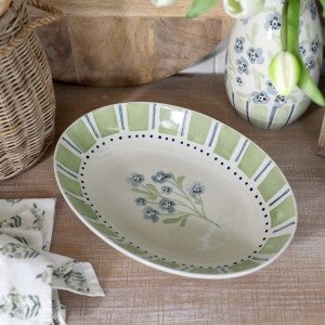 Oval Isobel Blue Floral Serving Dish, a tabletop piece suited to serving food or creating a decorative display