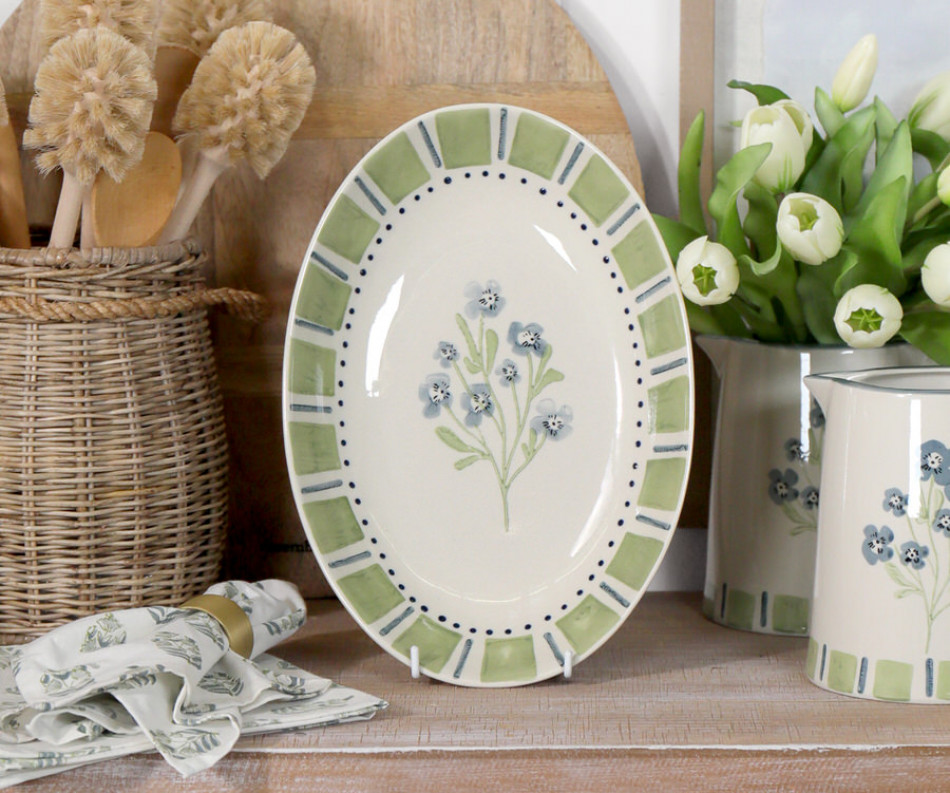 Oval Isobel Blue Floral Serving Dish
