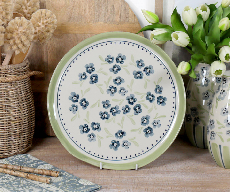 Round Isobel Blue Floral Serving Platter