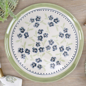 Round Isobel Blue Floral Serving Platter, decorative tableware