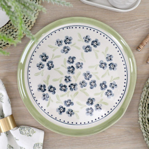 Round Isobel Blue Floral Serving Platter, designed for practical dining use with an ornamental presentation